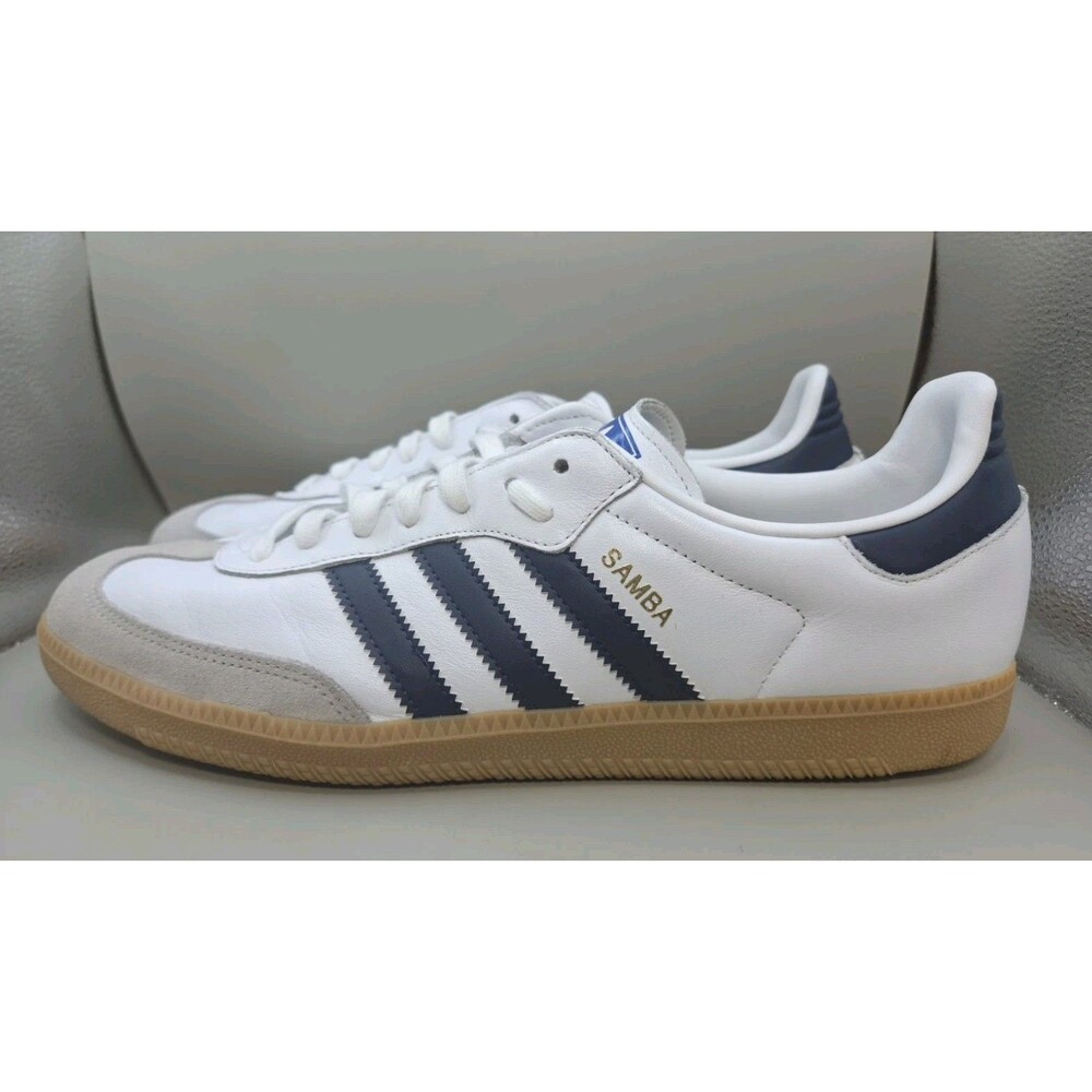 Adidas Samba OG White Night Indigo Gum Mens 12 White Navy Blue IF3814 EUC